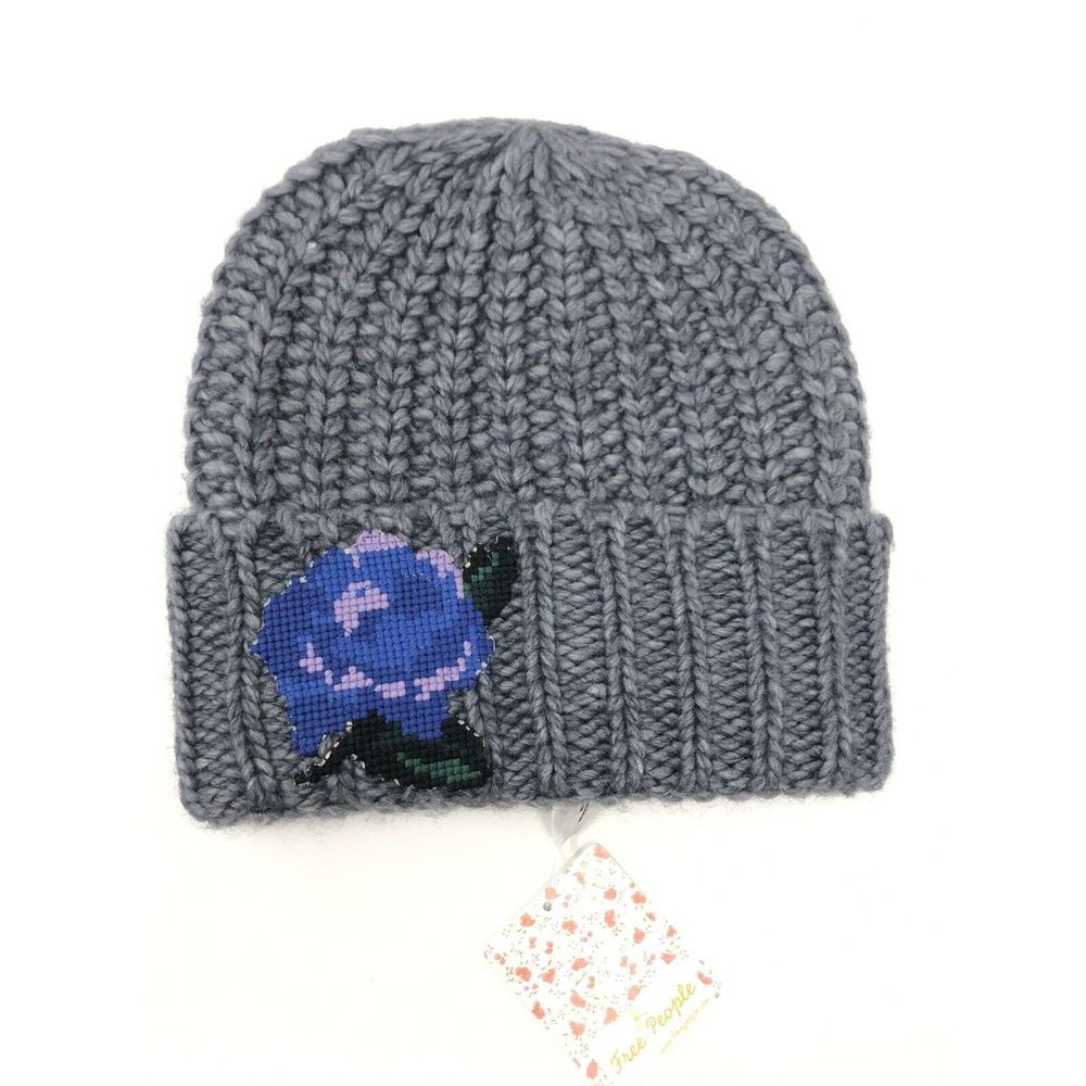 Free People Beanie Everything Rosy Floral Applique